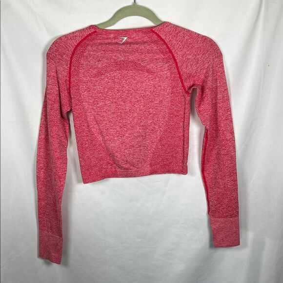 Gymshark Red/ Pink Heather Seamless Crop Long Sleeve Top M - Picture 5 of 5